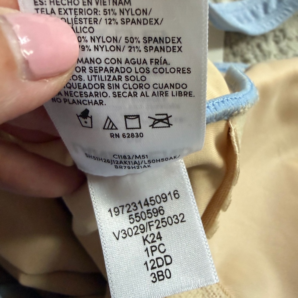 Lands' End Light Blue-Trim Nude Swimsuit Top 12 DD - Picture 6 of 6
